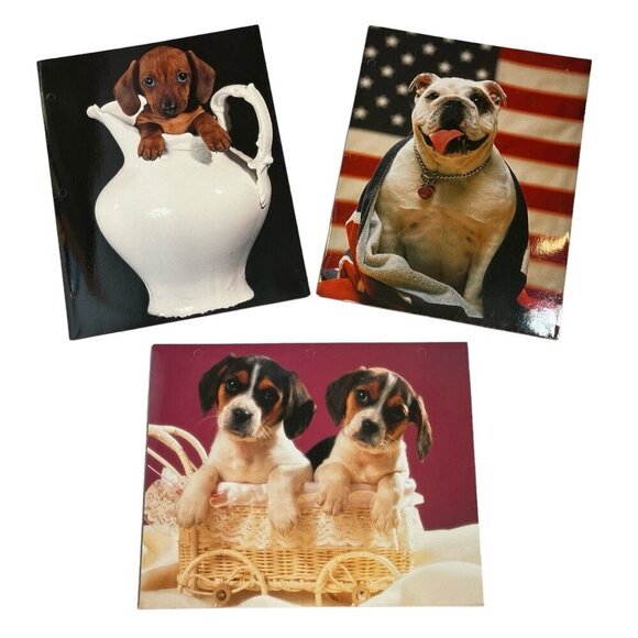 The Puppy Pals Collection Vintage Folders 3 Hole Set Of 3 Universal Litho USA - Picture 1 of 5